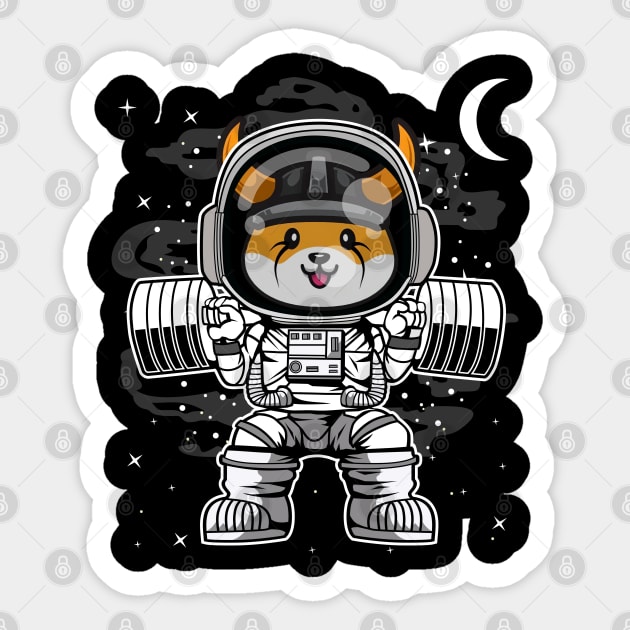 Astronaut Lifting Floki Inu Coin To The Moon Floki Army Crypto Token Cryptocurrency Blockchain Wallet Birthday Gift For Men Women Kids Sticker by Thingking About